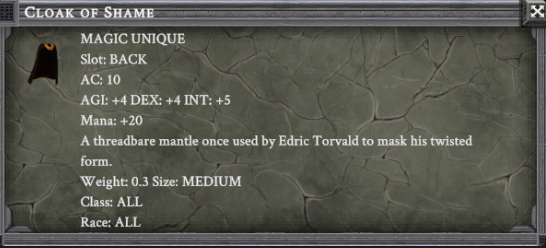 CLOAK OF SHAME item card
